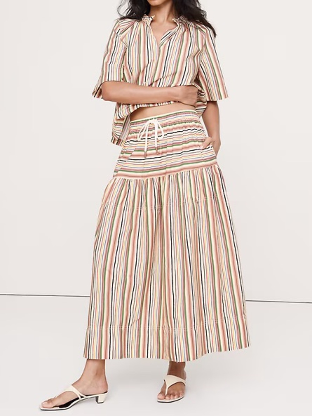 Banana Republic COTTON POPLIN TIERED MAXI SKIRT